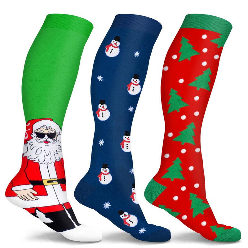 3-Pair: Holiday Knee-High Compression Socks Wellness Fun & Chill S/M - DailySale