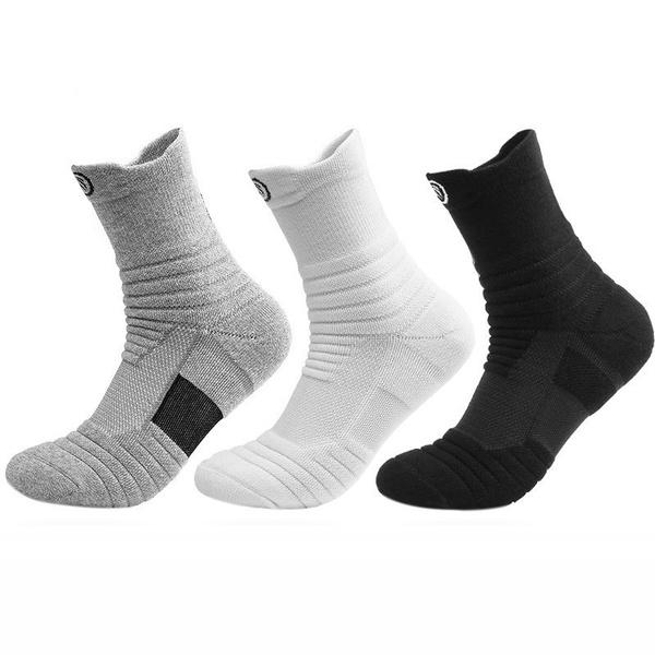 3-Pair: Men's Thick Towel Bottom Breathable Sweat-absorbent Outdoor Sports Running Socks Elite Basketball Sports Socks Women's Shoes & Accessories - DailySale