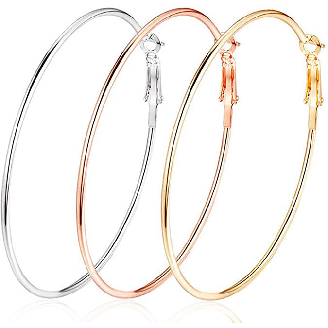 3-Pairs: Big Hoop Earrings Earrings - DailySale