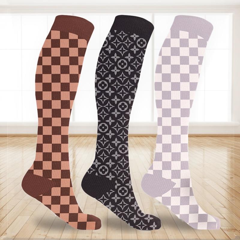 3-Pairs: Designer Inspired Knee High Compression Socks Wellness & Fitness - DailySale