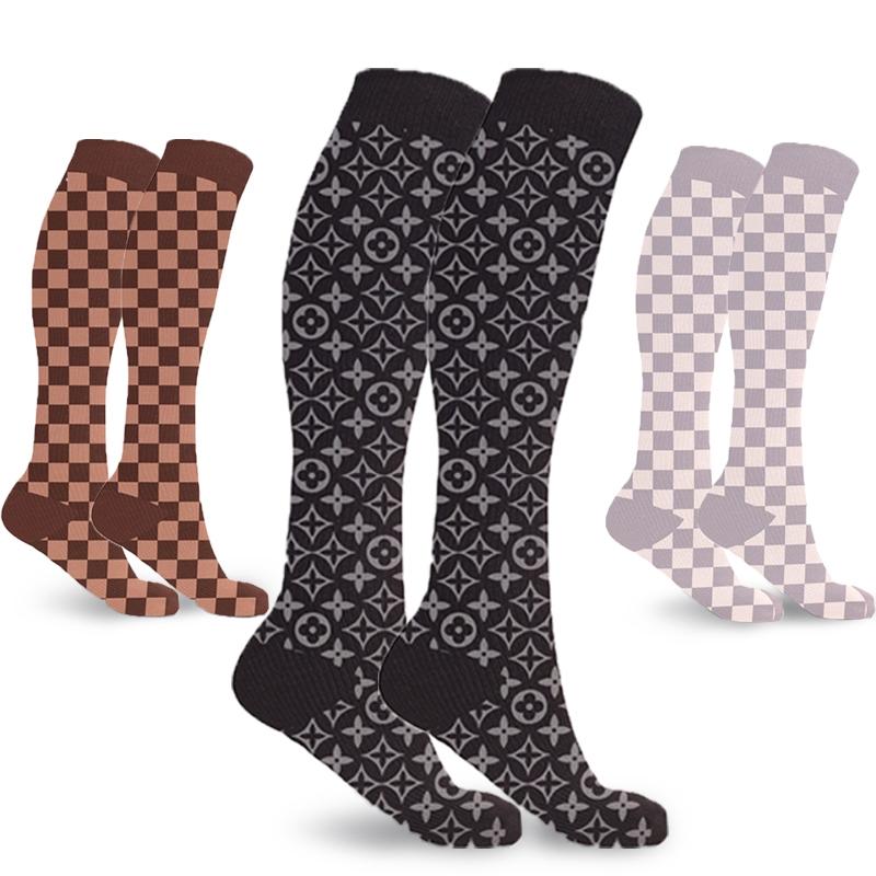 3-Pairs: Designer Inspired Knee High Compression Socks Wellness & Fitness - DailySale