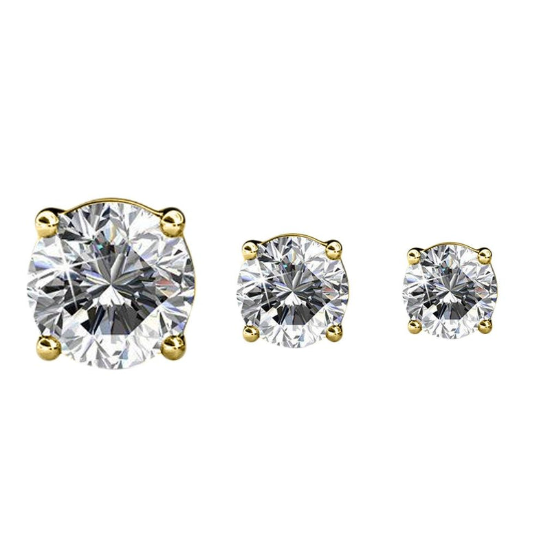 3-Pairs: Elements of Love Crystal Stud Earrings Jewelry Gold - DailySale