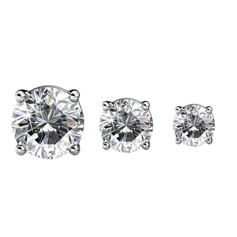 3-Pairs: Elements of Love Crystal Stud Earrings Jewelry White Gold - DailySale