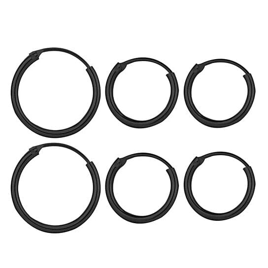 3-Pairs: Endless Hoop Earrings Earrings Black - DailySale