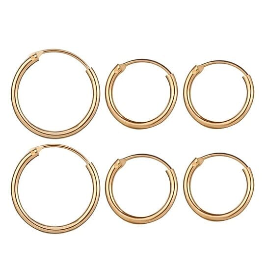 3-Pairs: Endless Hoop Earrings Earrings Gold - DailySale