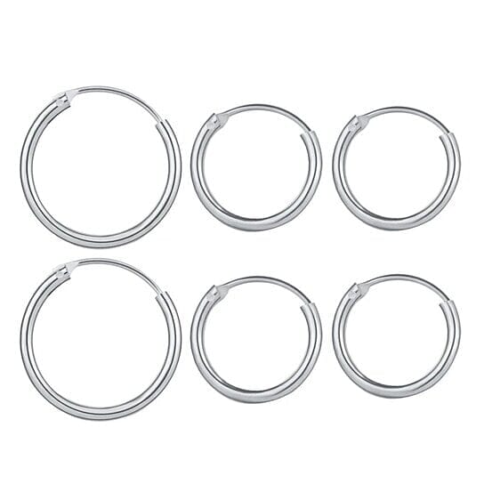 3-Pairs: Endless Hoop Earrings Earrings Silver - DailySale