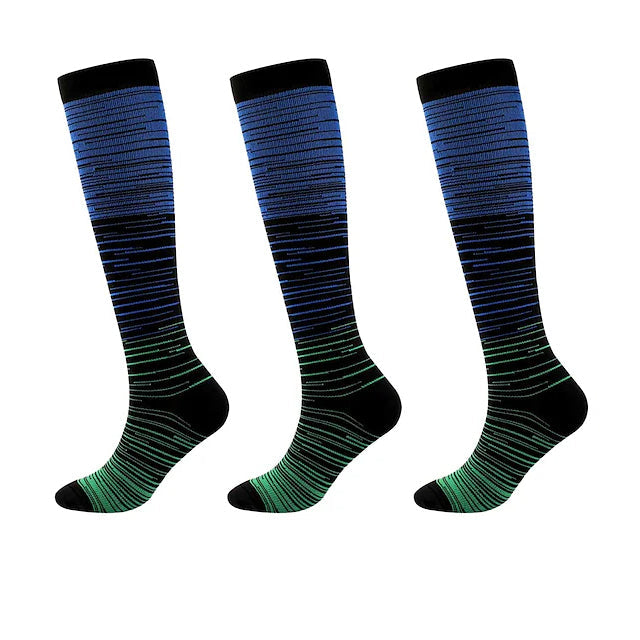 3-Pairs: Gradient Compression Socks Wellness Blue M - DailySale