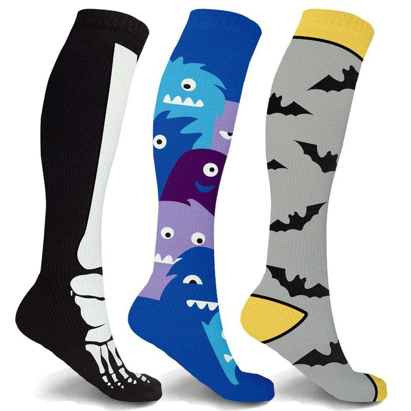 3-Pairs: Halloween Fun Knee High Compression Socks Men's Accessories S/M Set 2 - DailySale