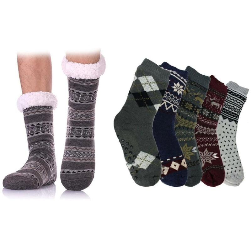 3-Pairs: Men's Assorted Soft Fluffy Sherpa Slipper Socks Men's Clothing - DailySale