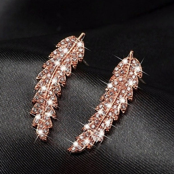 3-Pairs: Zircon Gold and Silver Leaf Stud Earrings Earrings - DailySale