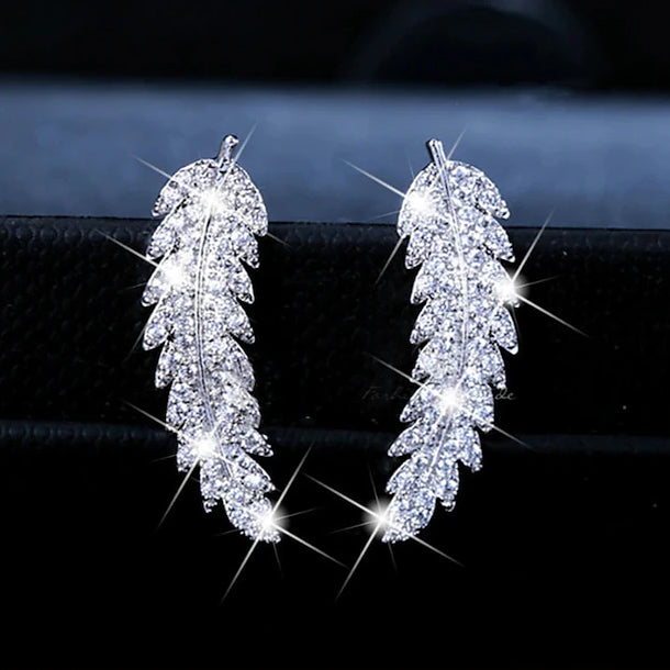 3-Pairs: Zircon Gold and Silver Leaf Stud Earrings Earrings - DailySale