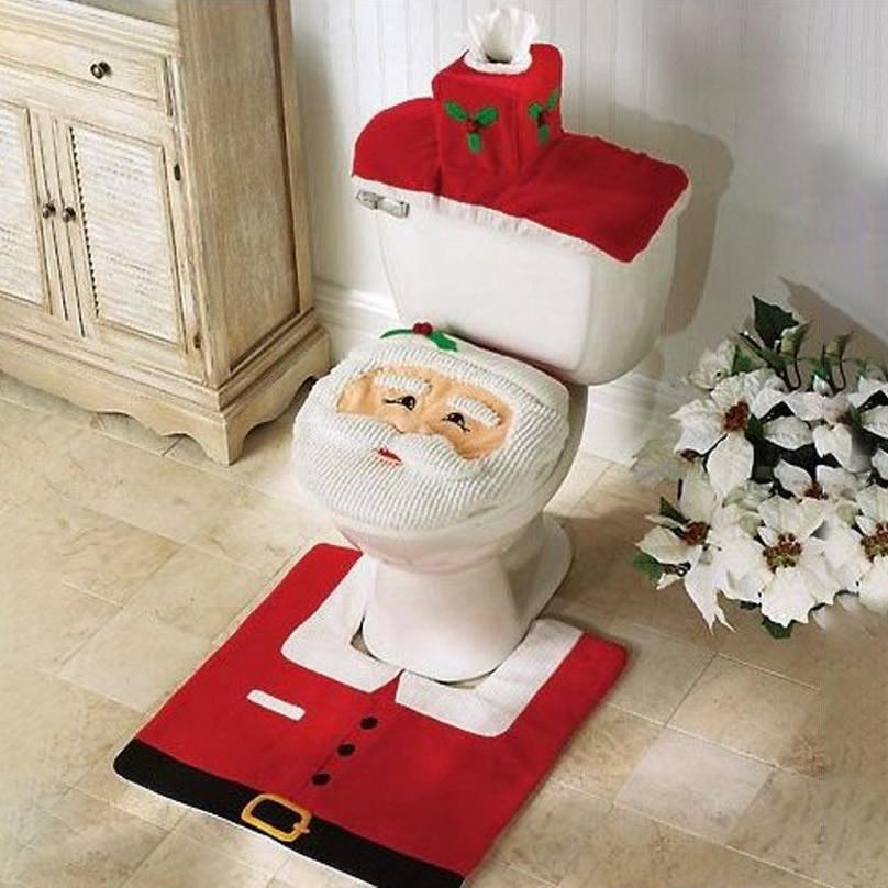 3-Peace: Santa Toilet Cover And Rug Set Bath - DailySale