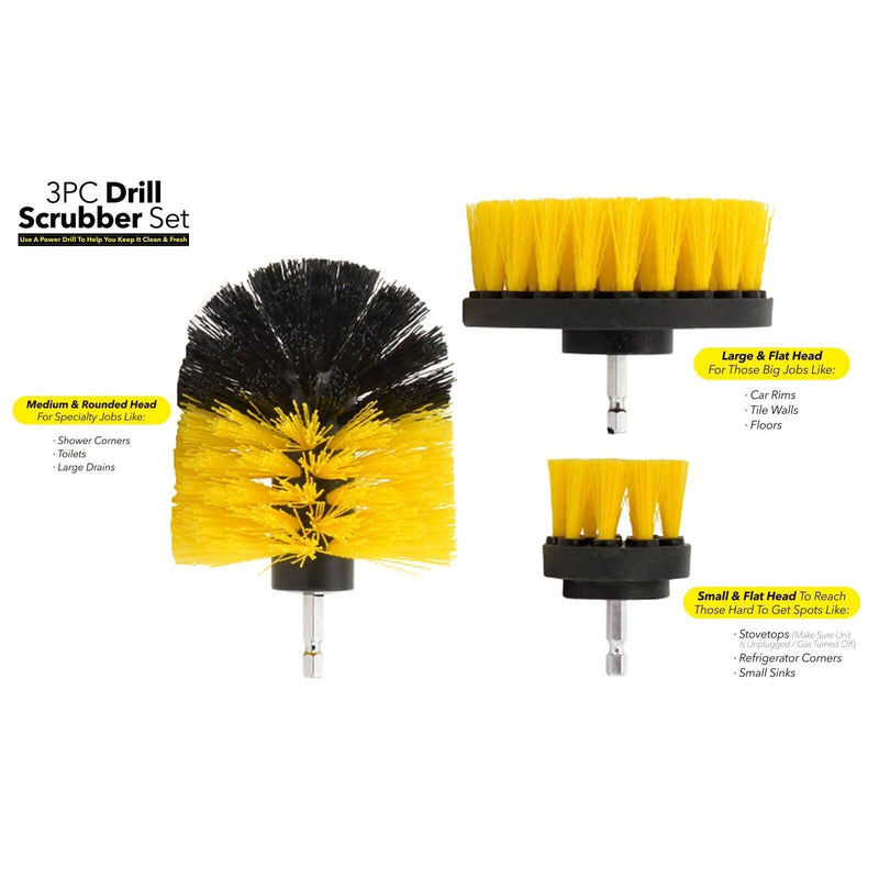 3-Piece: All Purpose Power Scrubber Drill Cleaning Brush Kit Home Essentials - DailySale