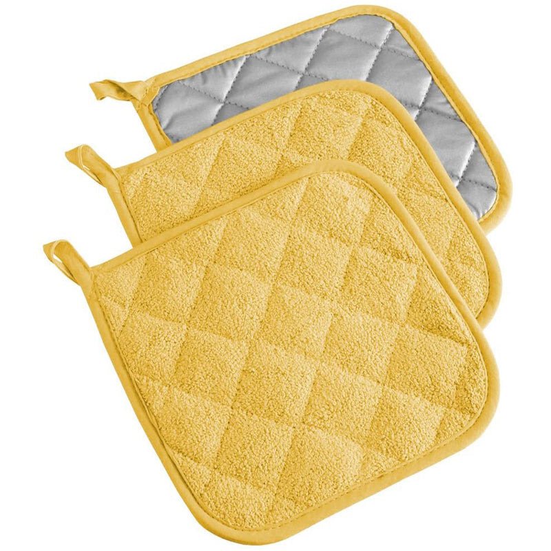 3-Piece: DII Basic Terry Collection Quilted 100% Cotton Potholder