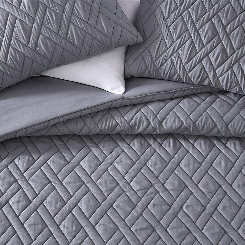 3-Piece: Embossed Quilted Larch Bedding Comforter Set
