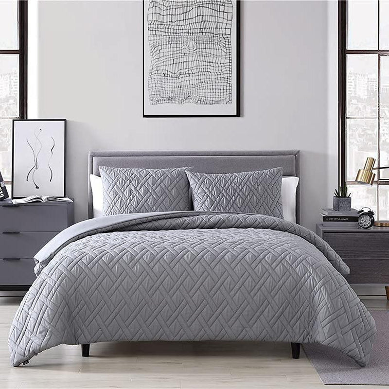 3-Piece: Embossed Quilted Larch Bedding Comforter Set