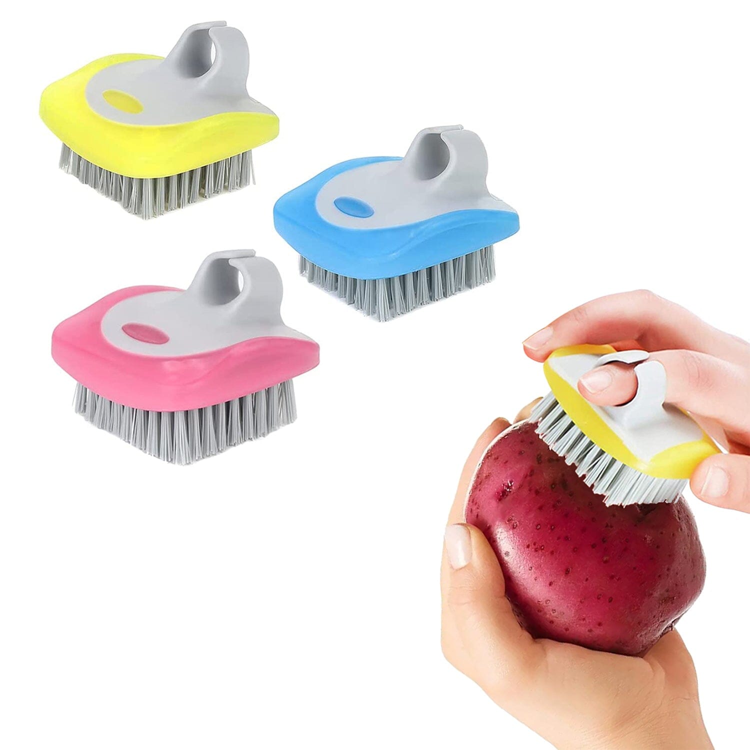 3-Piece: Fruit and Vegetable Brush Cleaner Scrubber with Soft Bristles Kitchen Tools & Gadgets - DailySale