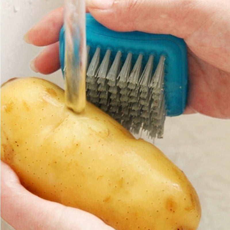 4Pack Vegetable Cleaner Brush Fruit Scrubber Brush Good Grip Long Handle Food Cleaning Brush Multifunctional Kitchen Gadgets with Peeler Veggie Wash