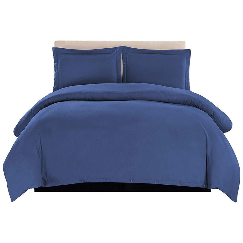 3-Piece: Lux Decor Collection Duvet Cover Set Linen & Bedding King Navy Blue - DailySale