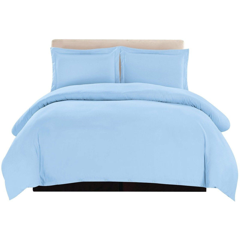 3-Piece: Lux Decor Collection Duvet Cover Set Linen & Bedding Queen Blue - DailySale