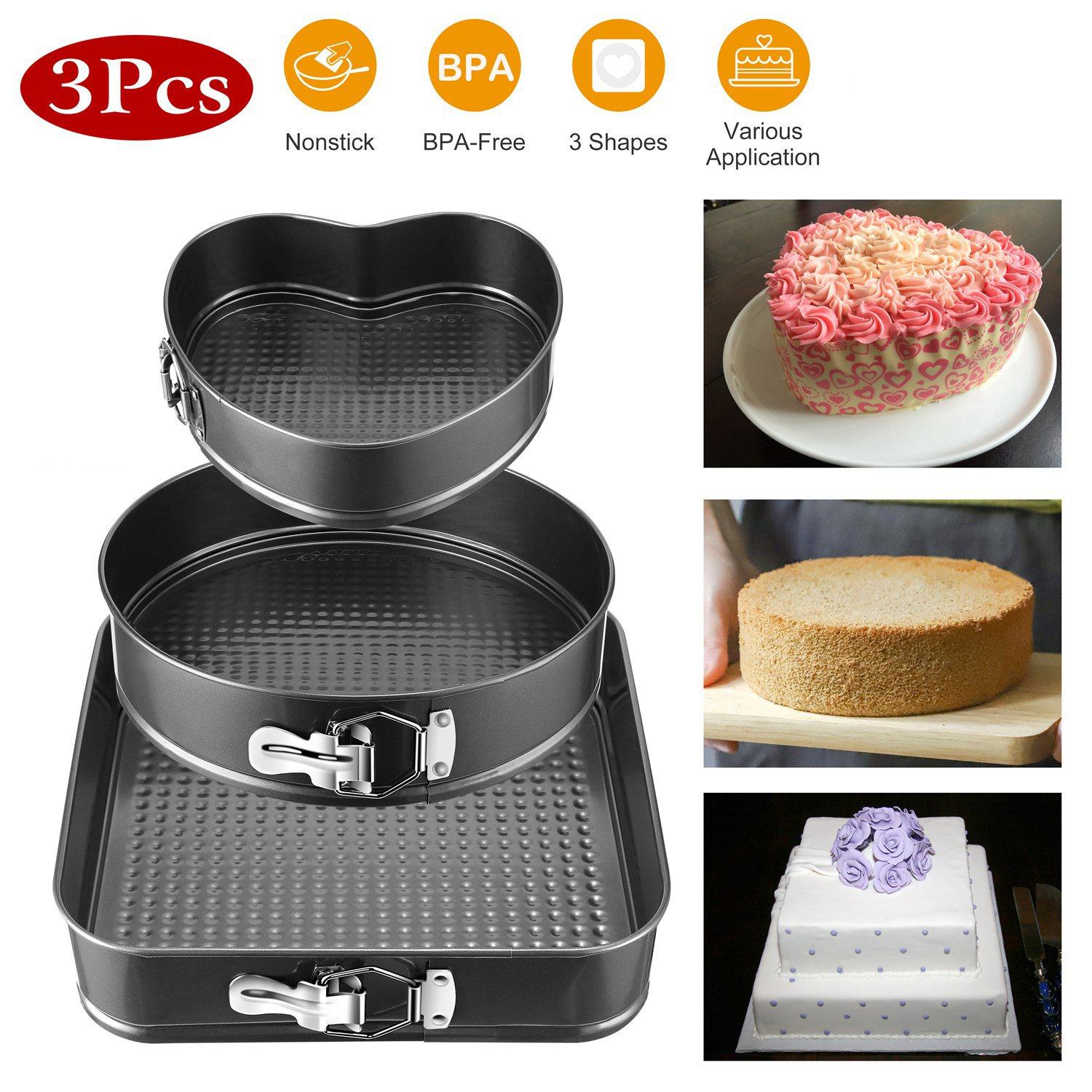 3-Piece: Non-stick Springform Cake Pan Set with Removable Bottom Kitchen & Dining - DailySale