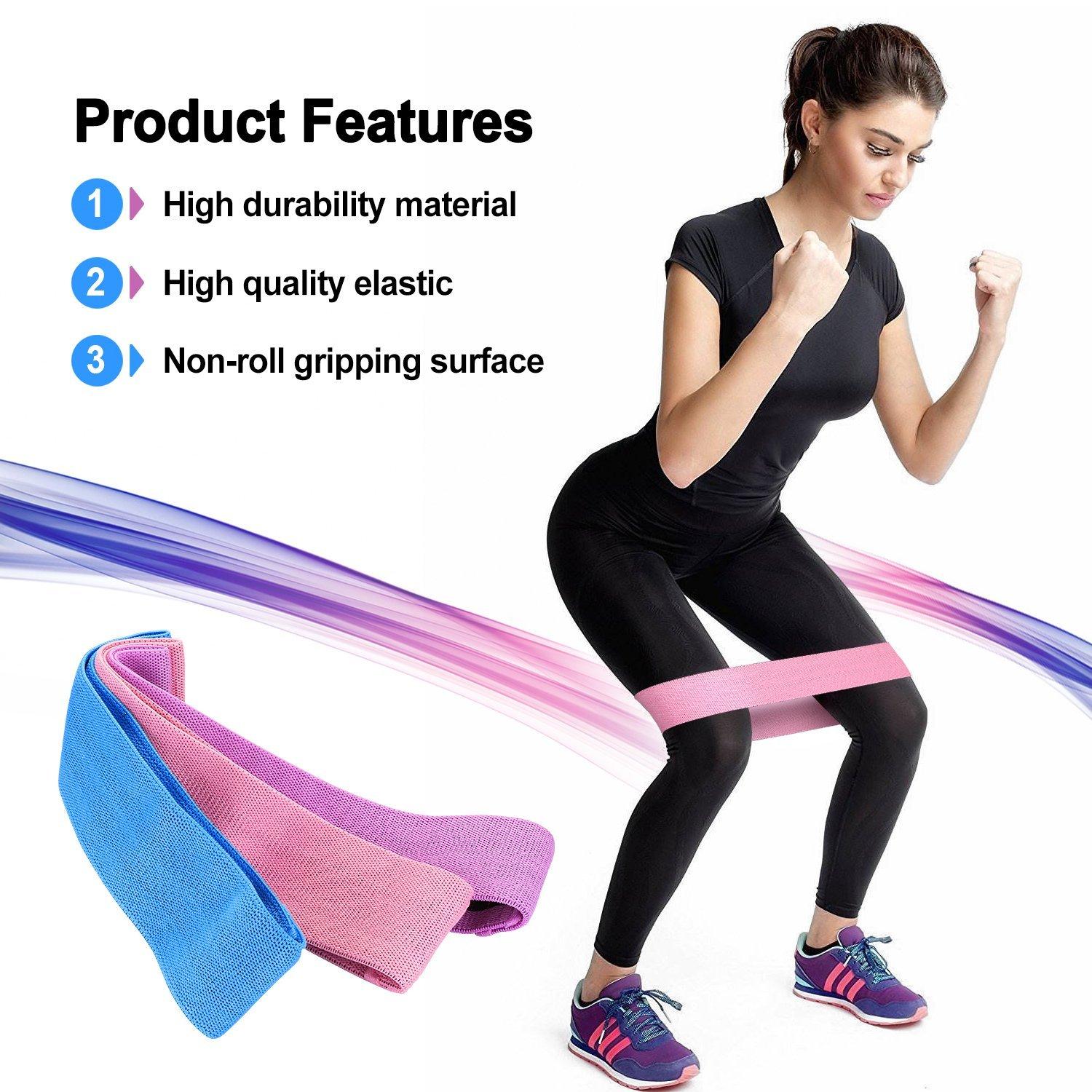 3-Piece: Resistance Loop Bands Hip Legs Training Set Fitness - DailySale