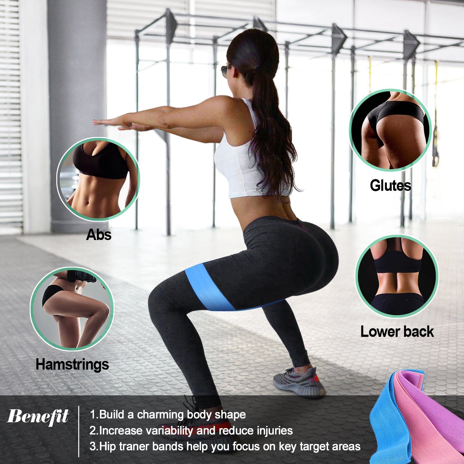 3-Piece: Resistance Loop Bands Hip Legs Training Set Fitness - DailySale