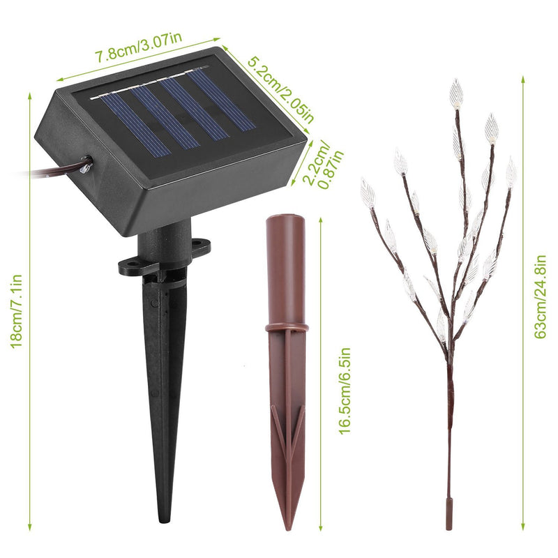 3-Piece Set: 60 LED Solar Garden Lights Tree Branch Leaf Shape Lamp Lighting & Decor - DailySale