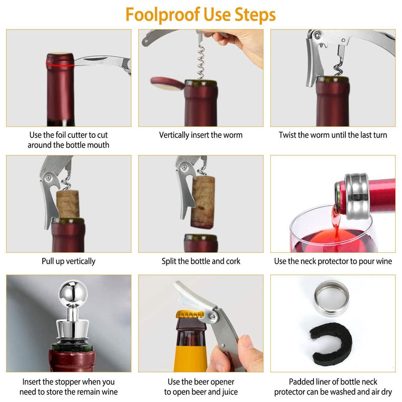3-Piece Set: Corkscrew Bottle Opener Set Kitchen & Dining - DailySale
