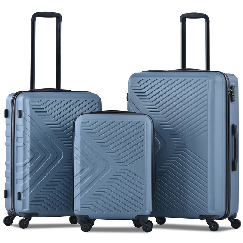 3-Piece Set: Hardshell Lightweight Suitcase with TSA Lock Spinner Wheels Bags & Travel Blue - DailySale