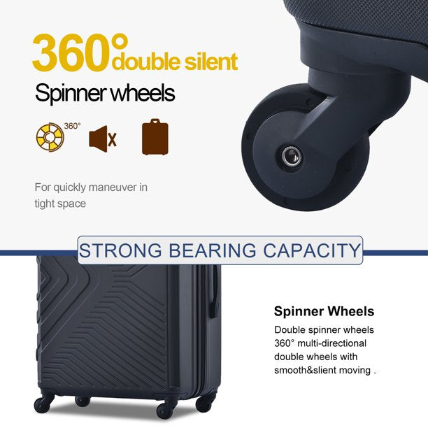 3-Piece Set: Hardshell Lightweight Suitcase with TSA Lock Spinner Wheels Bags & Travel - DailySale