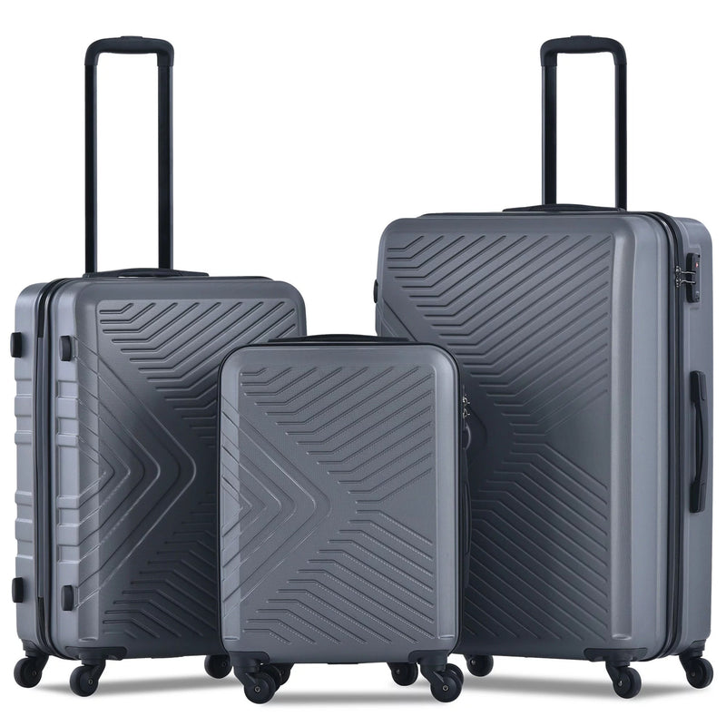 3-Piece Set: Hardshell Lightweight Suitcase with TSA Lock Spinner Wheels Bags & Travel Gray - DailySale
