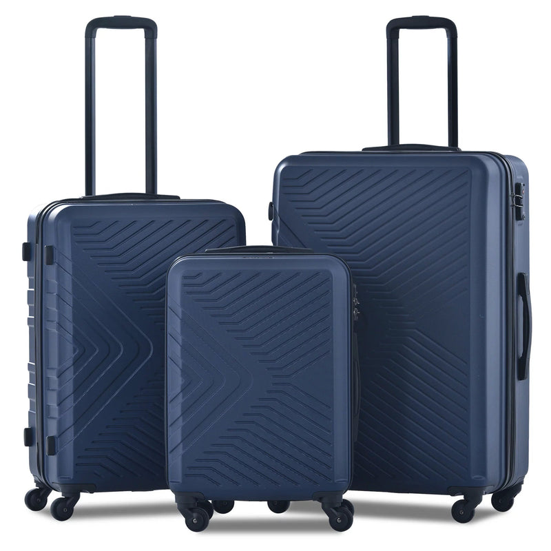 3-Piece Set: Hardshell Lightweight Suitcase with TSA Lock Spinner Wheels Bags & Travel Navy - DailySale