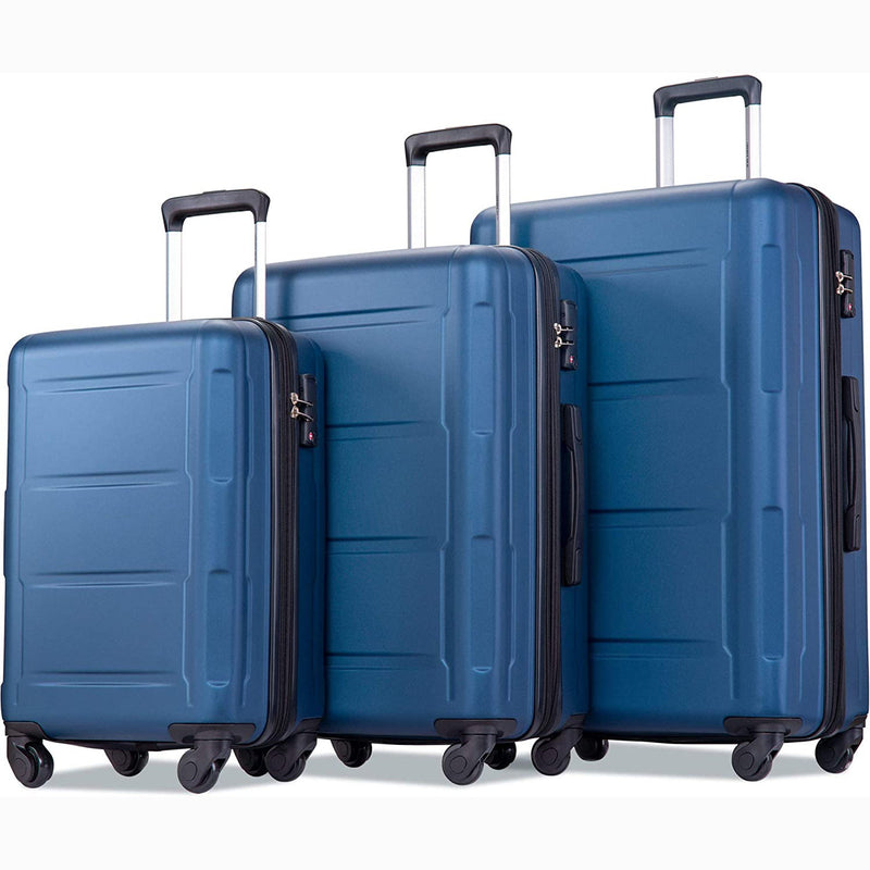 3-Piece Set: Lightweight Hard Luggage with Swivel Wheels and TSA Lock Bags & Travel Blue - DailySale