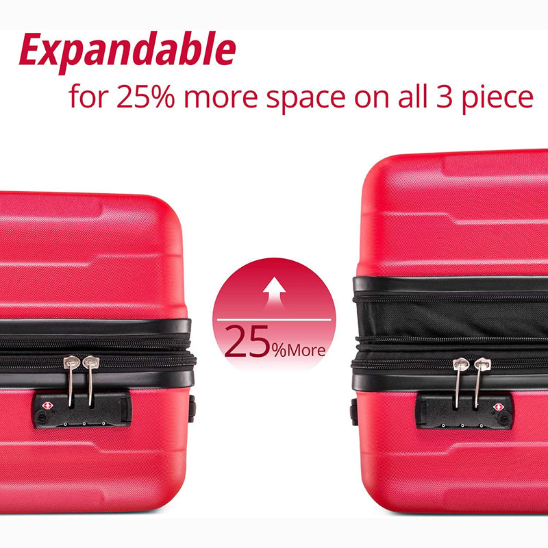 3-Piece Set: Lightweight Hard Luggage with Swivel Wheels and TSA Lock Bags & Travel - DailySale