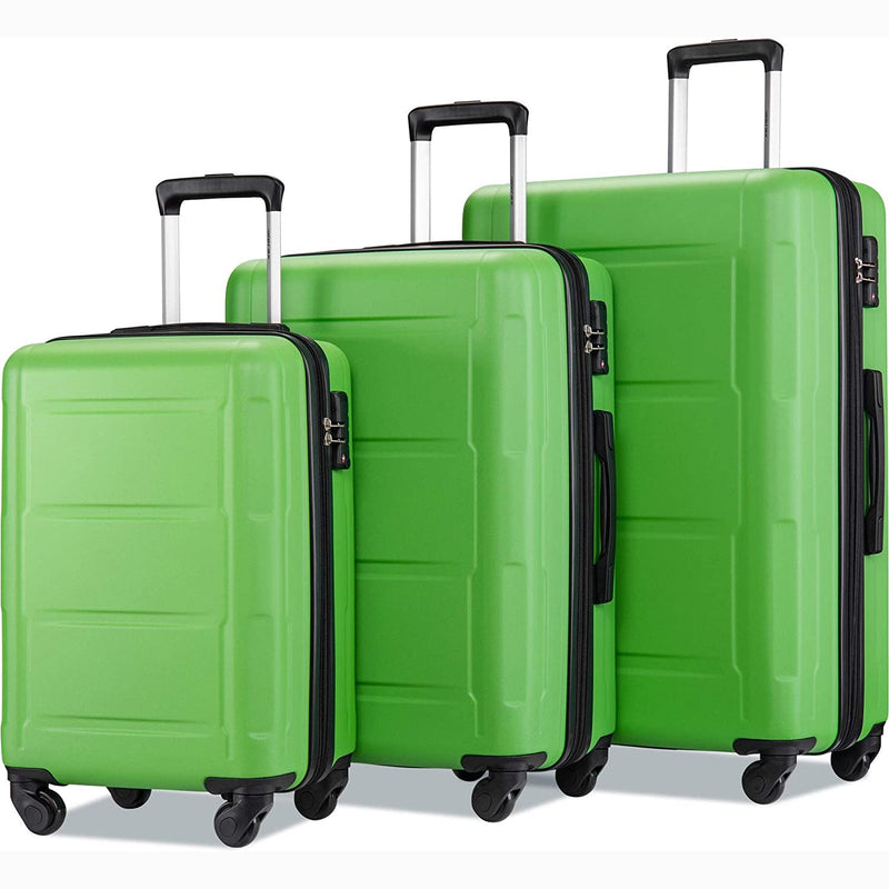 3-Piece Set: Lightweight Hard Luggage with Swivel Wheels and TSA Lock Bags & Travel Green - DailySale