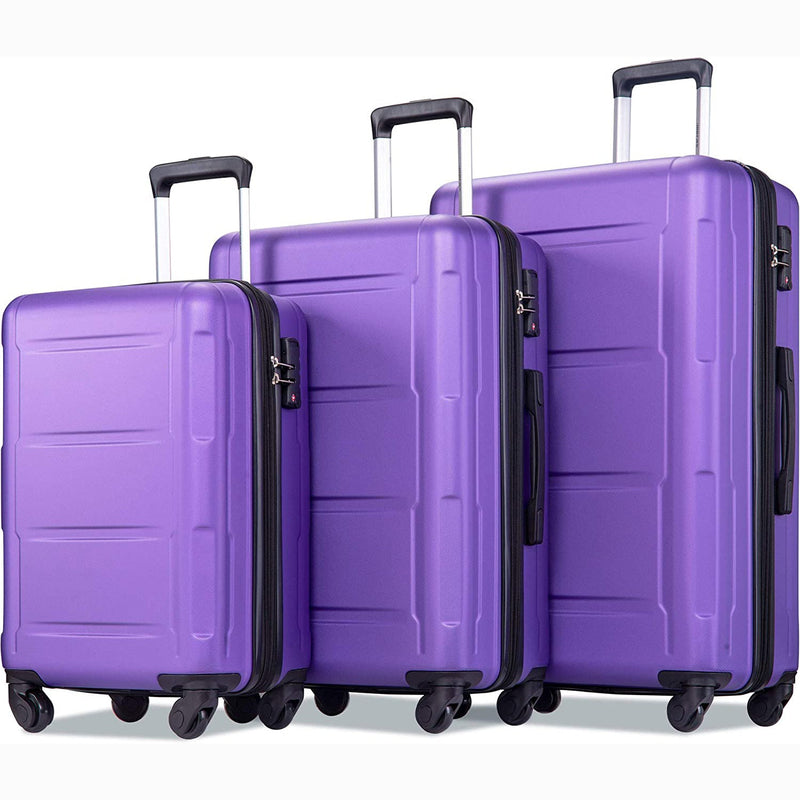 3-Piece Set: Lightweight Hard Luggage with Swivel Wheels and TSA Lock Bags & Travel Purple - DailySale