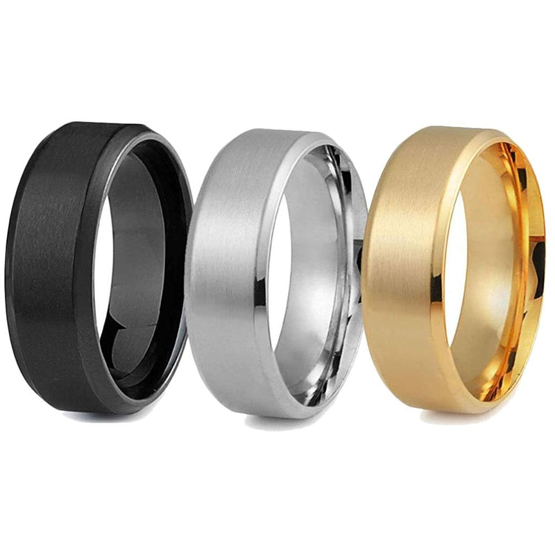 3-Piece Set: Men's Stainless Steel Comfort Fit Wedding Band Ring Men's Apparel 13 - DailySale