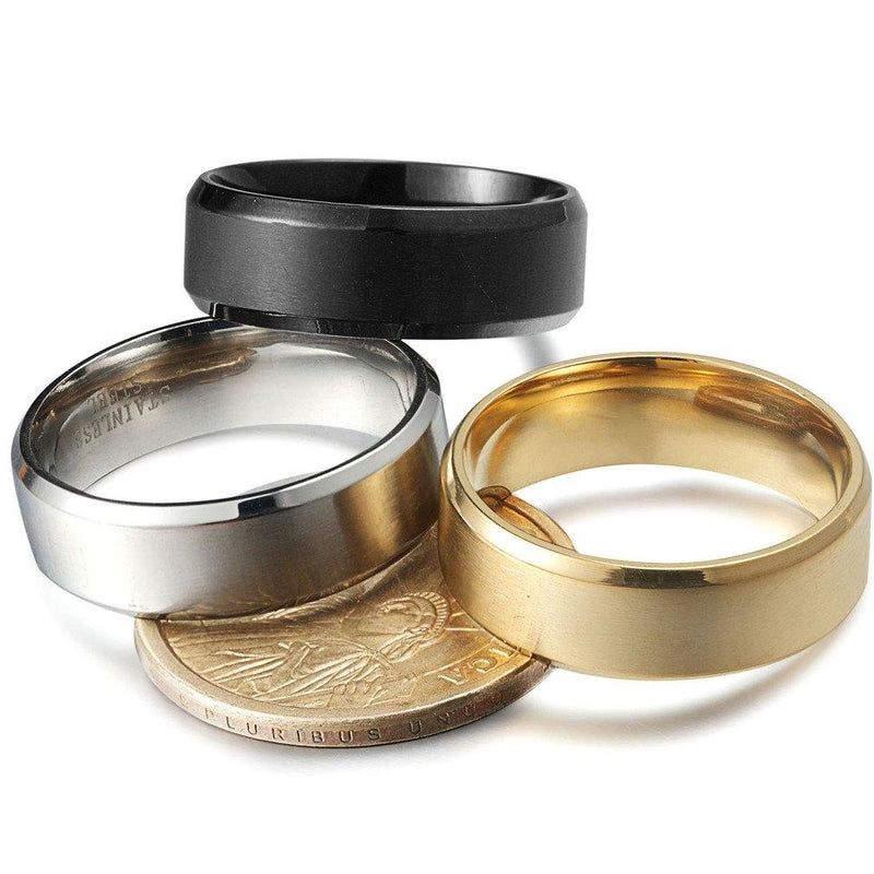 3-Piece Set: Men's Stainless Steel Comfort Fit Wedding Band Ring Men's Apparel - DailySale
