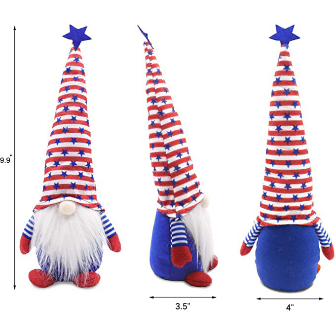 3-Piece Set: Patriotic Gnome Plush Standing Statues Holiday Decor & Apparel - DailySale