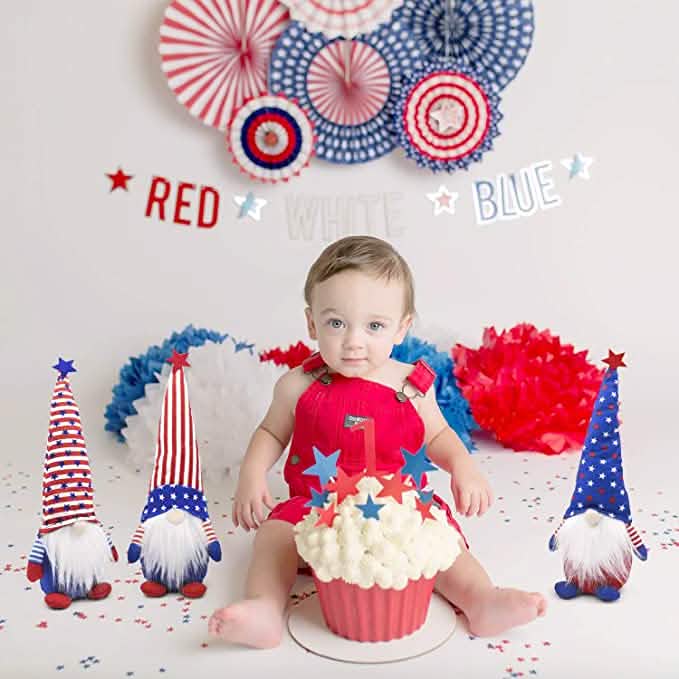 3-Piece Set: Patriotic Gnome Plush Standing Statues Holiday Decor & Apparel - DailySale
