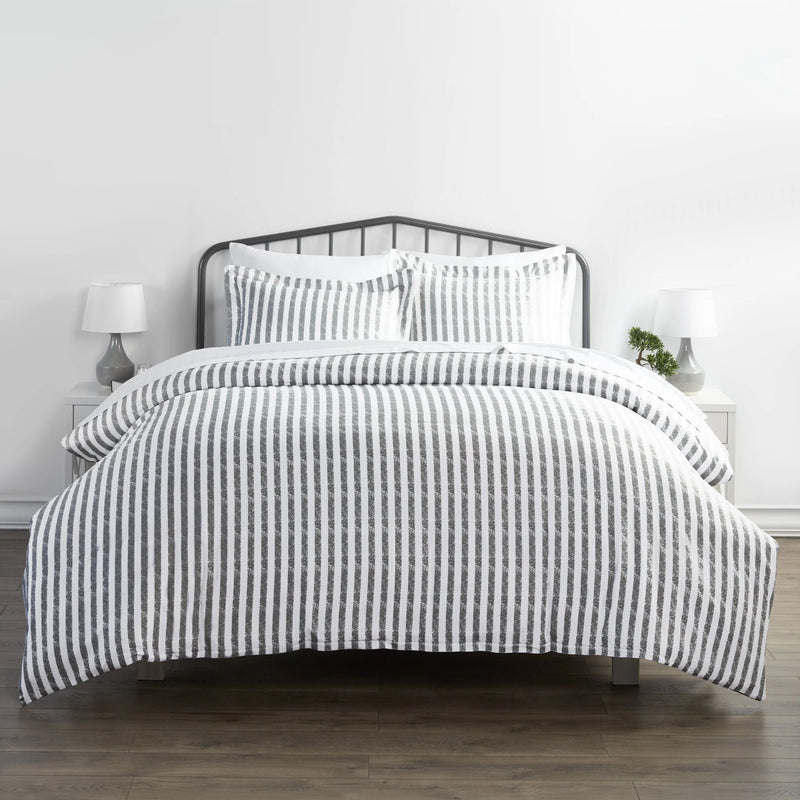 3-Piece Set: Rugged Stripes Patterned Duvet Cover Bedding Twin/Twin XL Gray - DailySale
