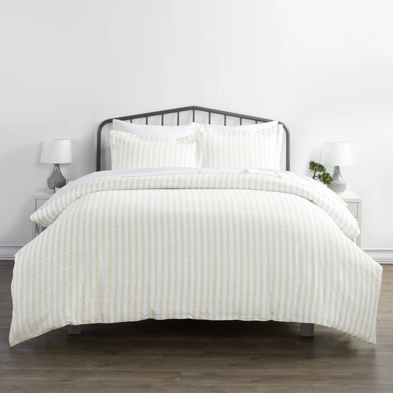 3-Piece Set: Rugged Stripes Patterned Duvet Cover Bedding Twin/Twin XL Ivory - DailySale