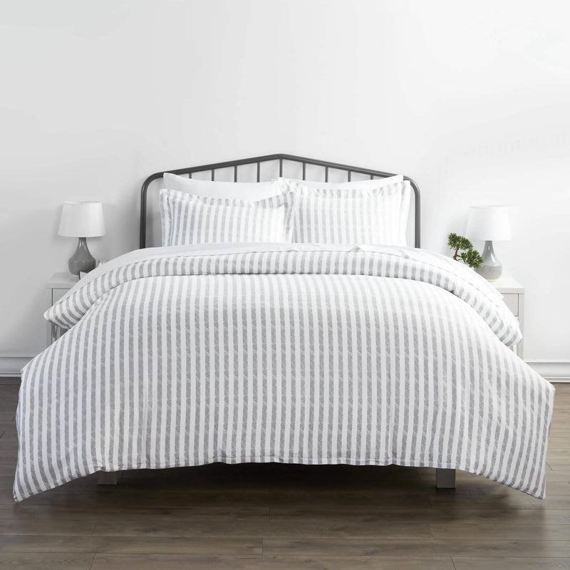 3-Piece Set: Rugged Stripes Patterned Duvet Cover Bedding Twin/Twin XL Light Gray - DailySale