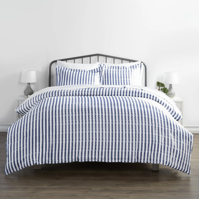 3-Piece Set: Rugged Stripes Patterned Duvet Cover Bedding Twin/Twin XL Navy - DailySale