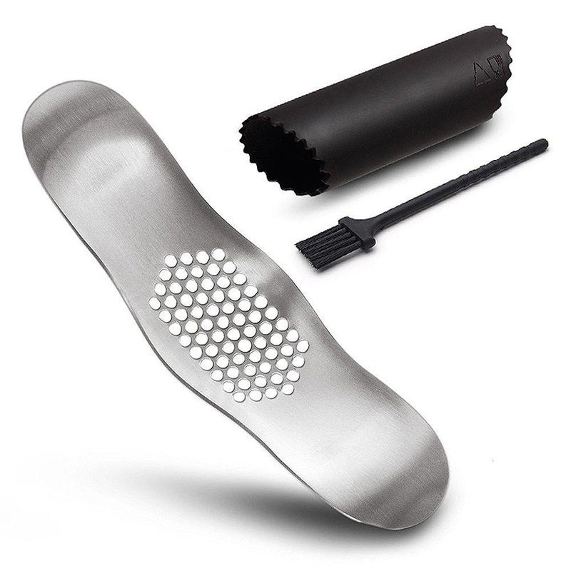 3-Piece Set: Stainless Steel Garlic Crusher Press and Peeler with Cleaning Brush Kitchen & Dining - DailySale