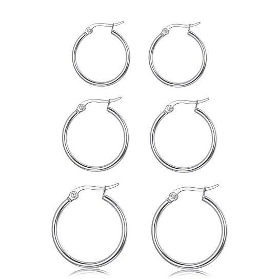 3-Piece Set: Sterling Silver French Lock Hoops Jewelry - DailySale