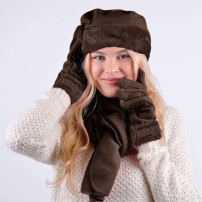 3-Piece Set: Women's Warm Fleece Winter Set Fur Trim Women's Apparel - DailySale