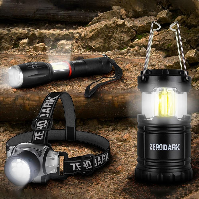 3-Piece Set: ZeroDark Tactical Flashlight, Lantern and Headlamp Sports & Outdoors - DailySale
