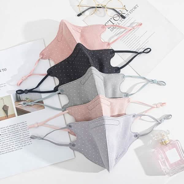 3-Piece: Solid Color Polka Dot Print Adjustable Face Mask Face Masks & PPE - DailySale
